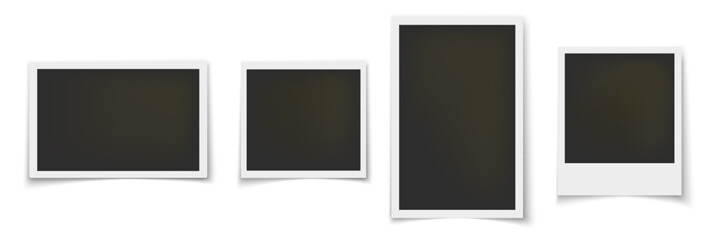 Vector Polaroid Frames: Realistic Photo Templates with Shadows. Vintage Card Set for Stock Use. Vector Illustratios on transparent background.