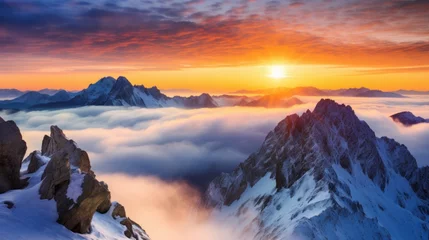 Poster Breathtaking views from Mangart Peak at amazing sunrise. © Zahid