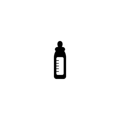 Baby bottle icon on black white background.  Milk bottle sign.