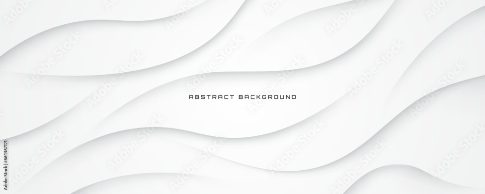 Canvas Prints 3d white geometric abstract background overlap layer on bright space with waves decoration. minimali