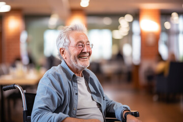 Fototapeta premium Elderly man from a poor area was admitted to a rehabilitation center