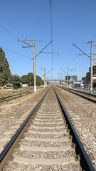 Fototapeta na wymiar railway tracks on a clear sunny day