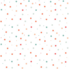Cute stars seamless pattern, vector, baby confetti falling on white. flying stars glitter vector backdrop.