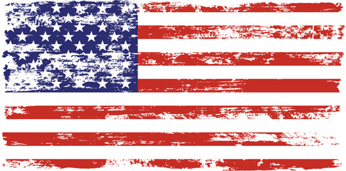 Grunge USA Flag. American flag brush paint texture. Distressed US symbol, United States flag Vector Illustration for Celebration Holiday 4 of July American President Day, star and stripes.