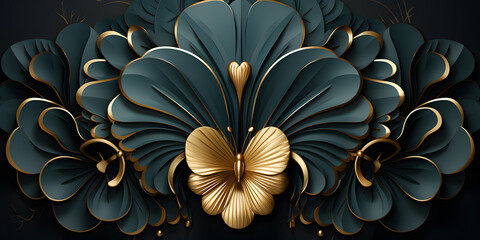 Luxury golden wallpaper. Art Deco Pattern, Vip invitation background texture for print, fabric, packaging design, invite. Vintage vector illustration