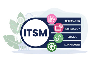 ITSM - Information Technology Service Management acronym business concept background. vector illustration concept with keywords and icons. lettering illustration with icons for web banner, flyer