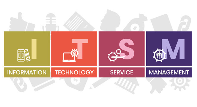 ITSM - Information Technology Service Management acronym business concept background. vector illustration concept with keywords and icons. lettering illustration with icons for web banner, flyer