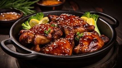 Close up of teriyaki grilled chicken.