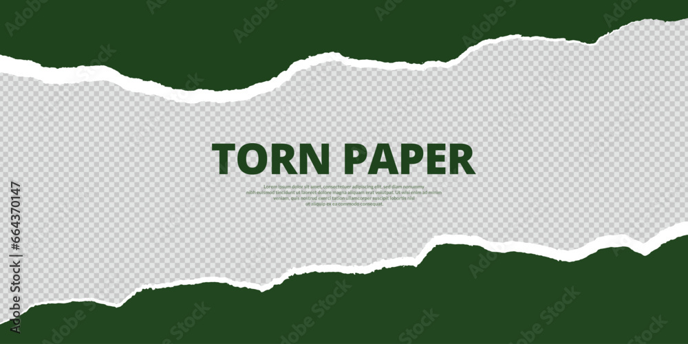 Wall mural torn paper blank banner or poster design with ripped cut effect empty text or design space design ve