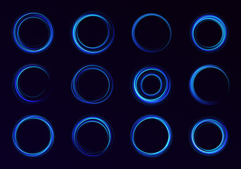 Light blue Twirl. Curve blue line light effect. Abstract luxury blue light vector flare semicircle and spark light effect. shine round frame with light circles light effect.