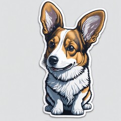 Cute dog breed, puppie, sticker mockup,  flat vector illustration isolated on white background, sticker print, t shirt print