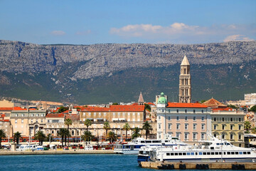 Historical city centre of Split, Croatia. Beautiful view of the promenade.