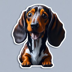 Cute dog breed, puppie, sticker mockup,  flat vector illustration isolated on white background, sticker print, t shirt print - obrazy, fototapety, plakaty