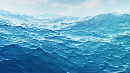 With a light background and a play of light and shadow in the shape of rounded waves, the water surface is depicted in its natural tones of blue.