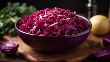 Obraz na płótnie Canvas red cabbage in a bowl