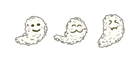 Different facial expressions of Halloween rice ghost