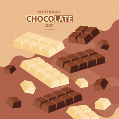 National Chocolate Day on october 28, With a concept chocolate and white chocolate vector illustration and text isolated on abstract background for commemorate and celebrate National Chocolate Day.