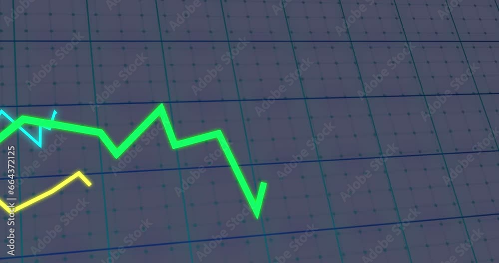 Poster animation of statistical data processing over grid network against grey background