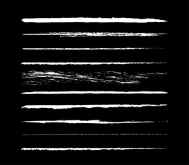 Set of charcoal lines on a black background. Vector set. A set of white charcoal crayons on a black background. Creative Illustration EPS 10