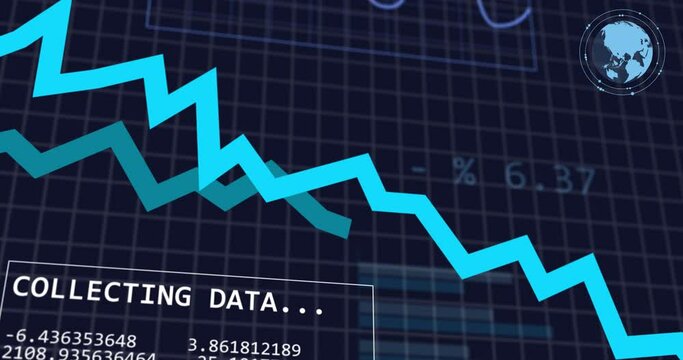 Animation of statistical data processing over grid network against blue background