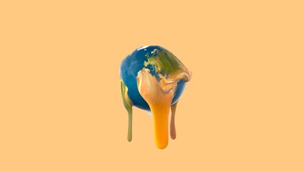 Melting Earth Planet. Illustration of Global warming