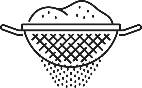 black sieve straining food, cooking process clip art preview
