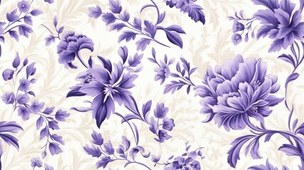 Fototapeta na wymiar a purple and white floral pattern on a wallpaper background. generative ai