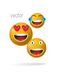 A group of icons. Cute, yellow smiling faces. Self-expression and emotions in various situations.
3d vector illustration