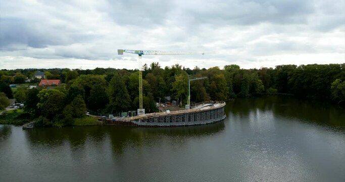 construction site of the "Seeb&uuml;hne" in the german town "Eutin" drone flight