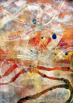 Abstract monotype painting on paper