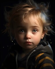 Cute baby portrait against black background