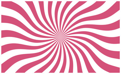 Strawberry ice cream swirl pattern, pink milk twist candy background. Vector spiral wavy lines, sweet lollipop candy, fruit yogurt or marshmallow abstract texture. White pink radial stripes backdrop
