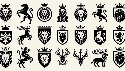 Fotobehang Medieval-Inspired Coat of Arms Icon Collection © Metin