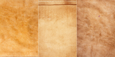 Collection of brown leather textures
