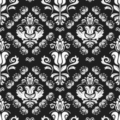 Orient classic pattern. Seamless abstract background with black and white vintage elements. Orient dark background. Ornament for wallpapers and packaging