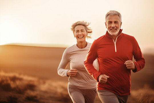 A couple of adults on a morning run. AI generated, human enhanced