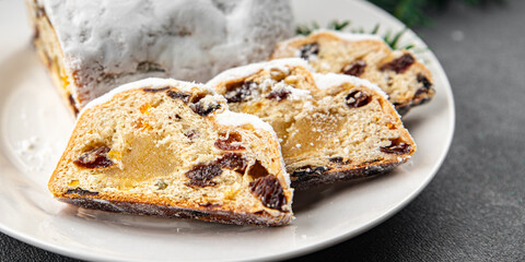 stollen christmas sweet dessert holiday baking treat new year and christmas celebration meal food snack on the table