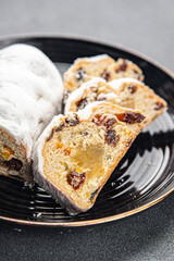stollen christmas sweet dessert holiday baking treat new year and christmas celebration meal food snack on the table