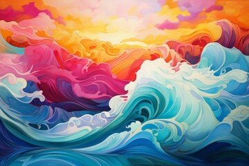 vibrant abstract waves. Generative AI