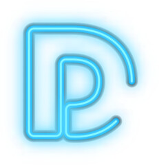 Blue neon light effect uppercase alphabet D