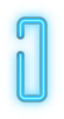 Blue neon light effect uppercase alphabet I