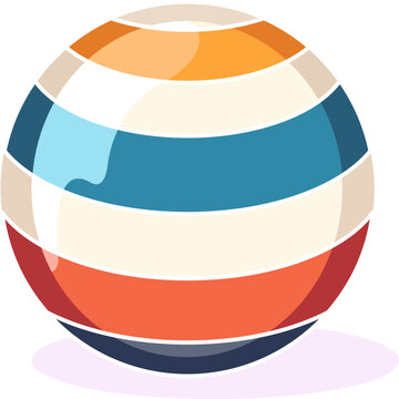 Beach Ball Vibrant Flat Picture. Perfect for different cards, textile, web sites, apps