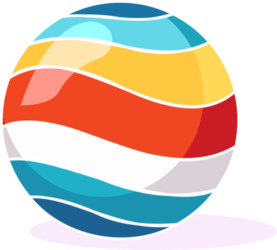 Beach Ball Vivid Flat Image. Perfect for different cards, textile, web sites, apps
