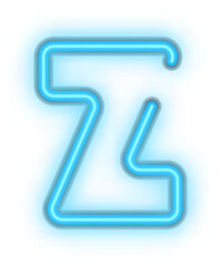 Blue neon light effect uppercase alphabet Z