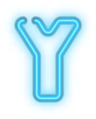 Blue neon light effect uppercase alphabet Y