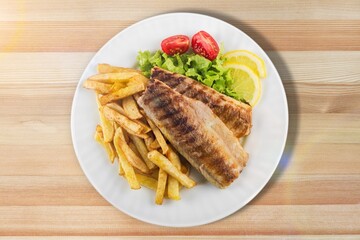 Fresh tasty fish dish with herbs