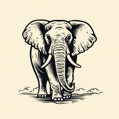 Elephant logo, black and white, AI generated Image