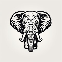 Elephant logo, black and white, AI generated Image