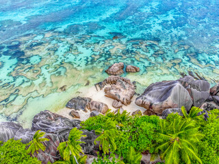 Aerial view of Anse Source d'Argent shore