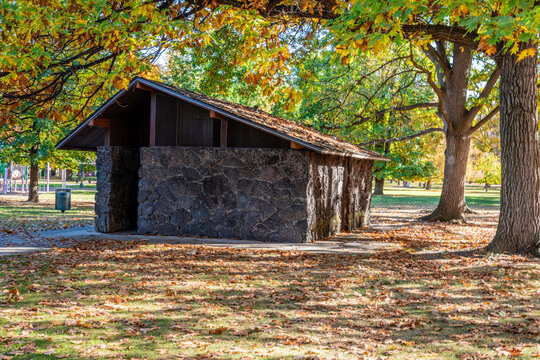 Bathrooms Made of Stone in Corbin Park. Spokane, Washington.